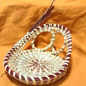 Sweetgrass basket with rings